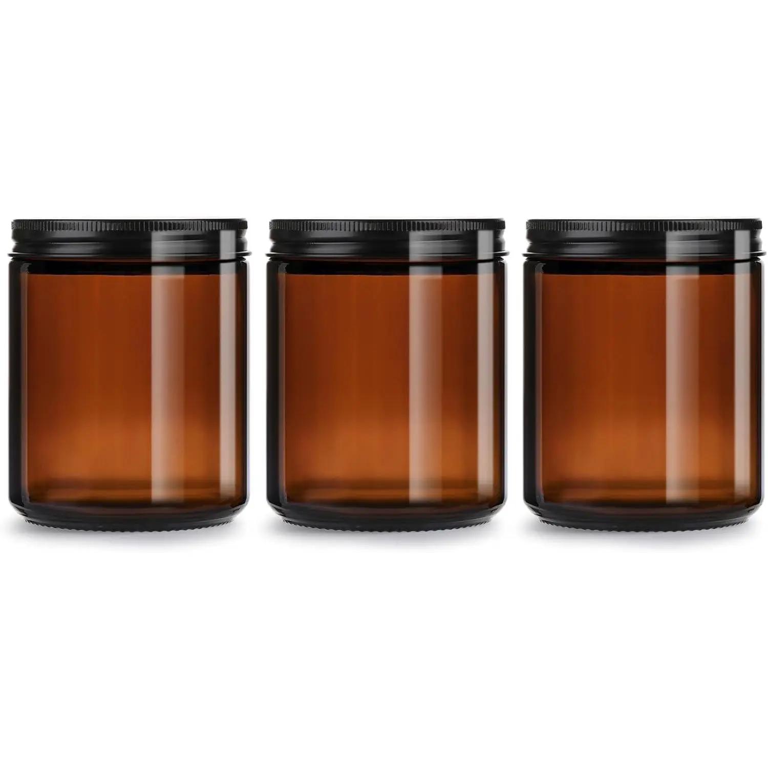 GIVAMEIHF 8oz Amber Glass Jars with Lids (3 Pack) - Empty Candle Jars for making candles,Cosmetic Jar,Amber Containers with Lids for Creams,Lotions,Spices