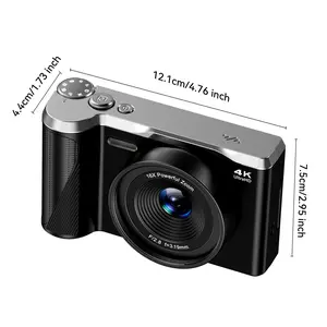 Retro Side-Flip Mirrorless Digital Camera - 4K High-Definition Resolution, Digital Zoom Functionality (Video Camcorder for Photography Enthusiasts)