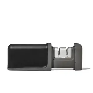 Knife Sharpener: Manual Stainless Steel & Ceramic, Tungsten Carbide, Black,5.39" Length