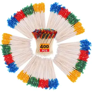 400PCS 2.6IN Fancy Frill Toothpicks, Appetizer Picks Skewers for Cocktail Party Drinks Fruit Sandwiches, Decorative Charcuterie Boards Accessories for Food