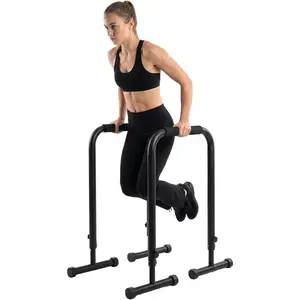 Heavy Duty Adjustable Dip Bars for Home Gym - Parallel Bars, Stable Tricep Dip Station, Push Up Stand, 440lbs Capacity, Portable Calisthenics Equipment for Upper Body Workout, 32"-36" Height, Black