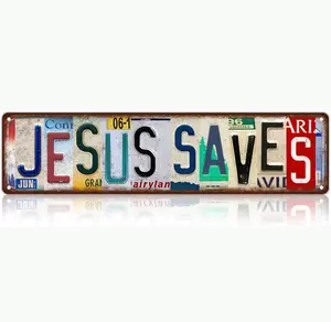 Vintage Jesus Salvation Wall Decor Street Sign Christmas Metal Aluminum Plaque, 16 x 4 inches, perfect for bedrooms, living rooms, churches, home décor, unique wall decoration.
