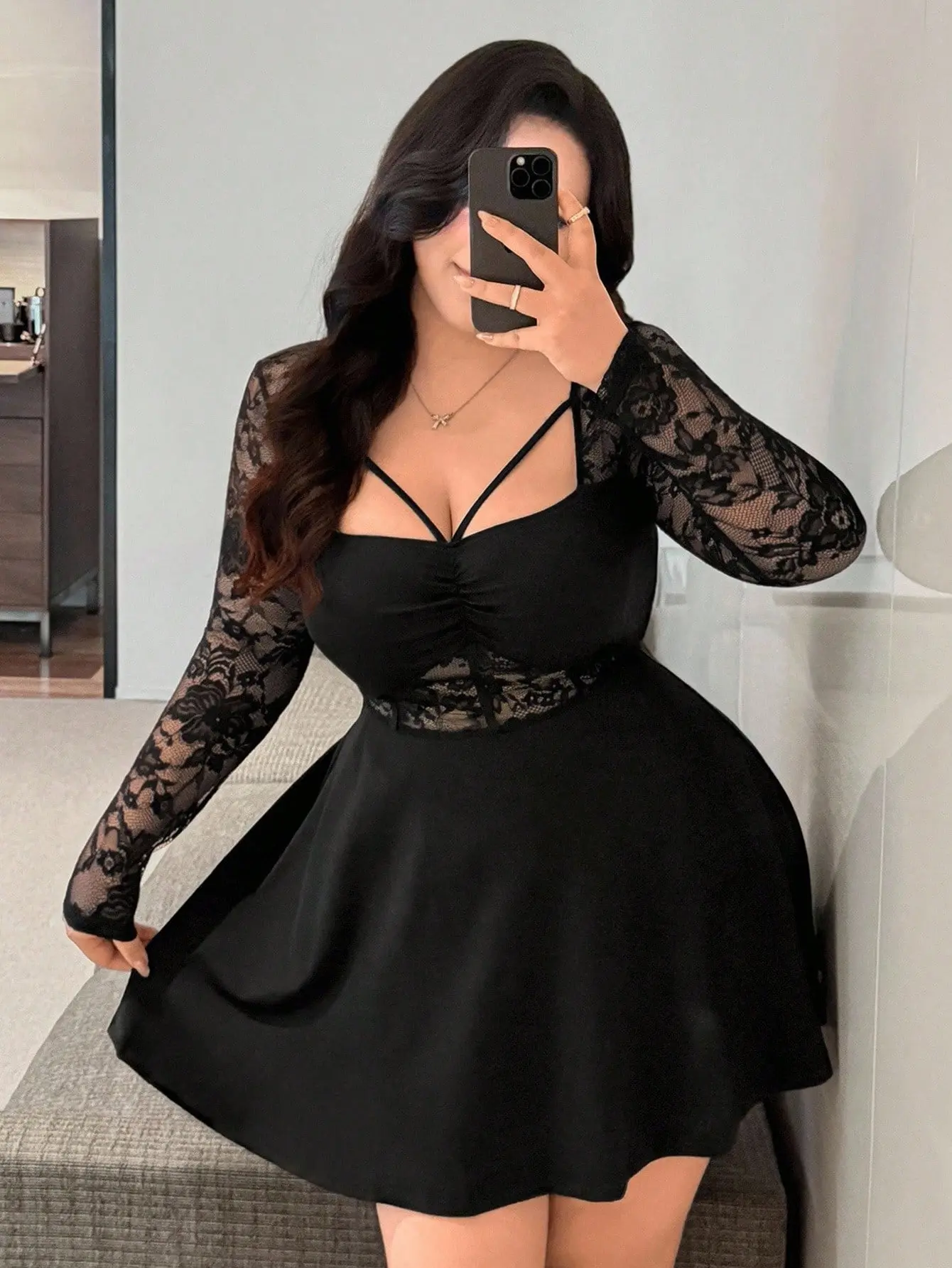 chinese dress ladies PRETTYGARDEN Women's Fall Wedding Guest Dresses Long Sleeve V Neck Flo