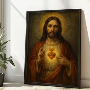 Sacred Heart of Jesus Art: Rustic Christian Iconography D