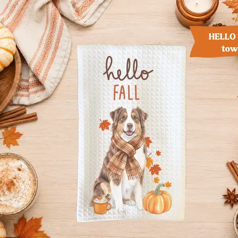 Hello Fall Dog towel