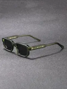 CATERSIDE One Pair With Packaging Leisure Travel Essential Retro Thick Frame Square Glasses CP Temple Tips Detail Unisex Minimalist Style Beach Wedding Music Festival Photography Prop Gift Trendy Casual Sunglasses, Vintage Trendy Sunglasses