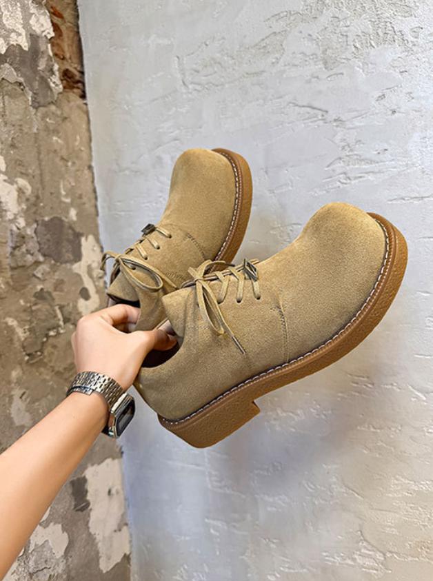 Men's Retro Platform Suede Shoes Big Toe Work Style Street Fashion Slim Leg