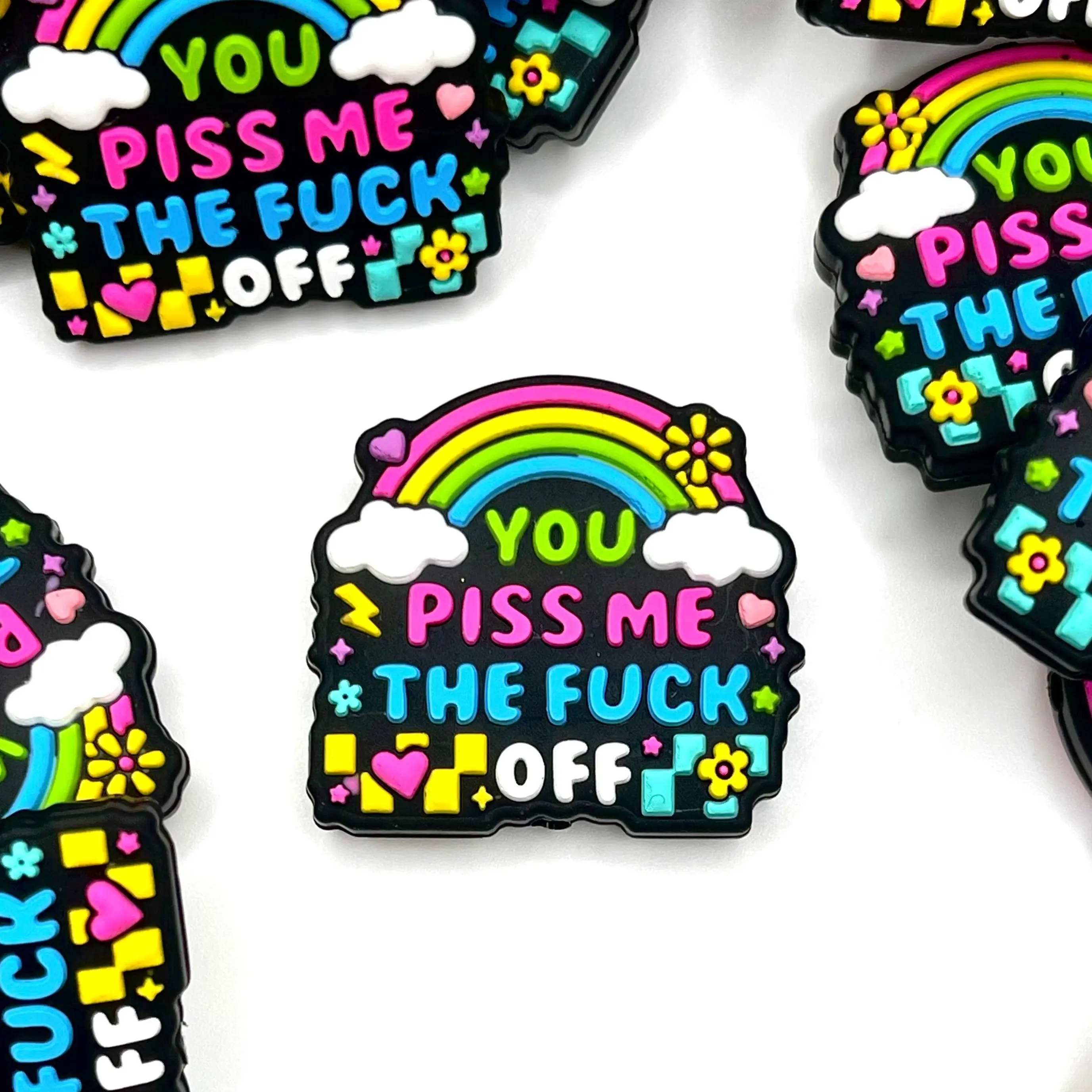 1pc You Piss Me The F*** Off Silicone Focal Beads - Funny Humor Crafting & Beading Supplies - Beaded Diy Kit