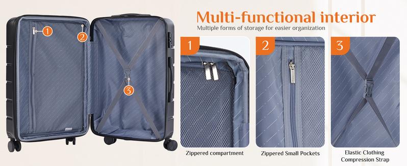 SweetFurniture Carry on Luggage, Hard Shell ABS Suitcase with Double Spinner Wheels, Lightweight Expandable Rolling Luggage with TSA Lock