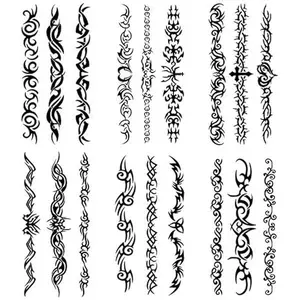 6 Sheets Mix Tribal fake Tattoos Small Temporary Tattoo Blue Black Tribal Pattern Tattoo Body Sticker for Men Women 9cmX 19cm/3.54X7.48 inches (LXW)