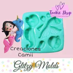 Mermaid and Seahorse Applique Silicone Mold  TS-88