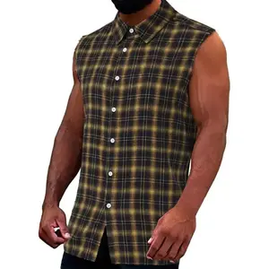 2026 Mens Sleeveless Flannel Plaid Shirts Casual Button Down Muscle Cut Off Shirts Vintage Western Cowboy Vest Tank Tops  jean skirt  swimming suit  vacation outfits  men gifts  denim tears