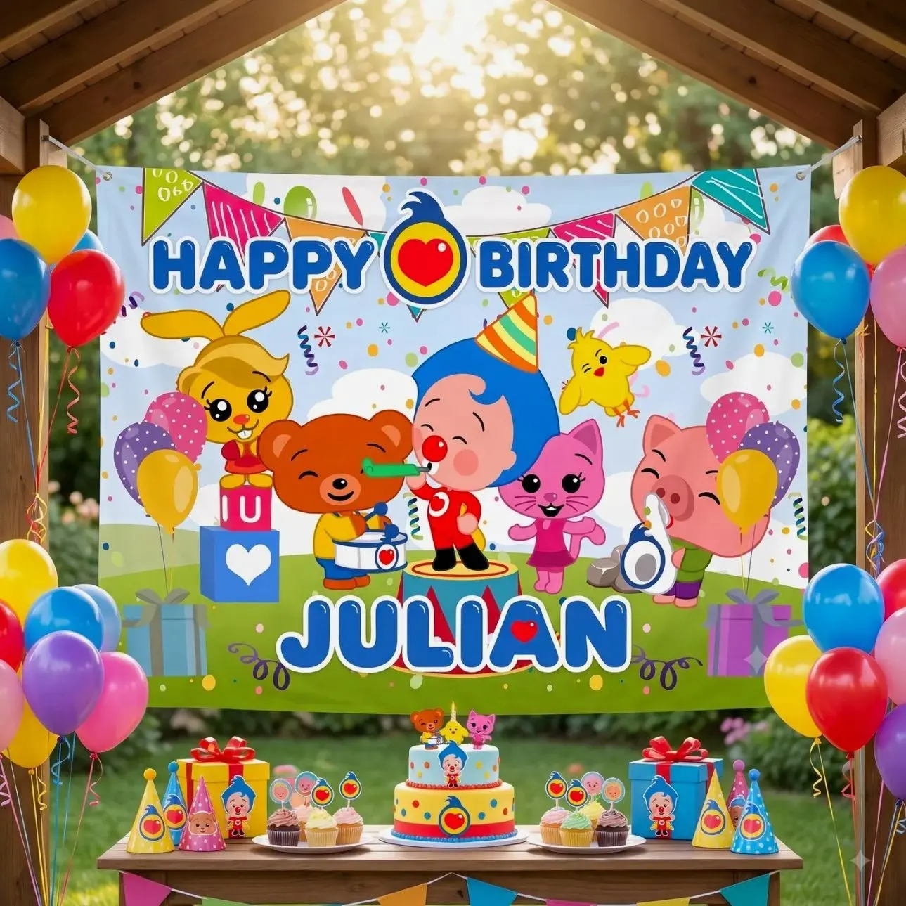 Personalized Circus Birthday Backdrop Tapestry, Custom Carnival Clown Party Banner, Cartoon Animal Kids Photo Background