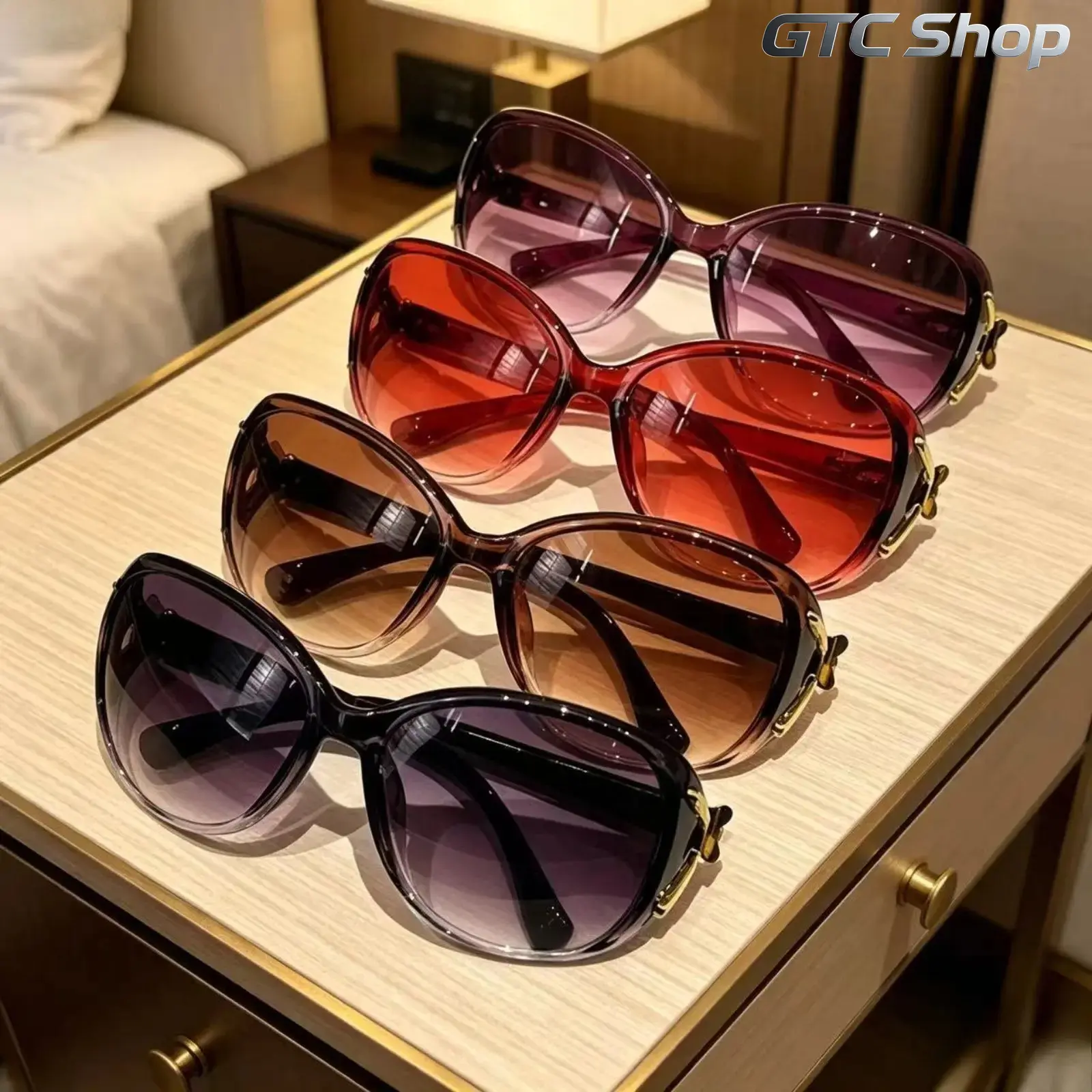 4-Pack Y2K Tortoise Shell Sunglasses for Women, Oversized Round Non-Prescription Frames, Pink Purple Tinted Lightweight Lenses, Trendy Fashion Eyewear for Driving Travel Summer Daily Wear