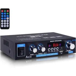 AK35 200W Stereo Audio Amplifier  5.0, 2.0  Mini Amplifier Stereo Receivers with Bass & Treble Control, Amplifier w/AUX, USB, SD Card Input,Remote Control