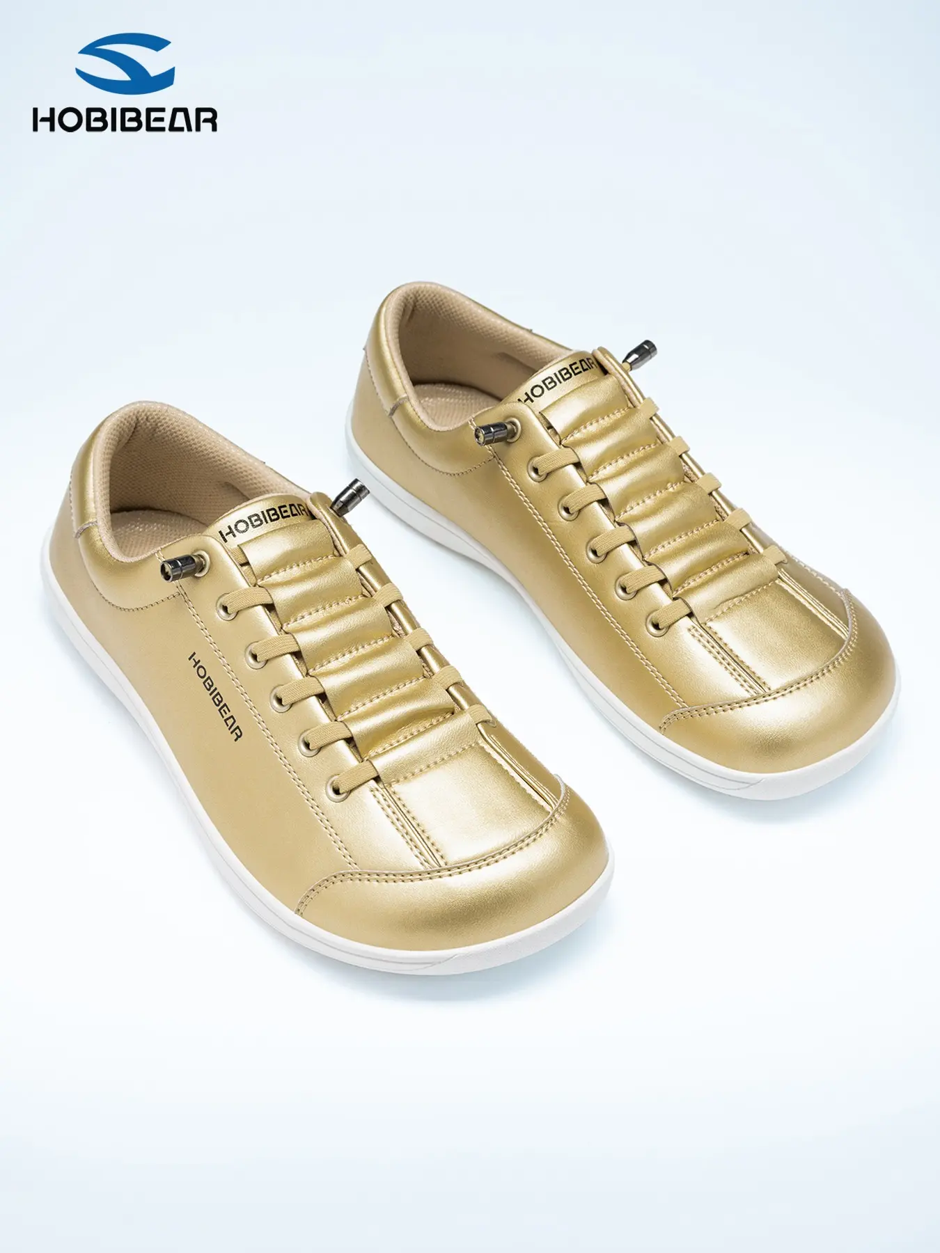 HOBIBEAR Wide Toe Slip-On Shoes for Men and Women, PU Leather Casual Footwear, Stain-Resistant Flat Trainers Sneakers, Everyday Comfortable Walking Shoes