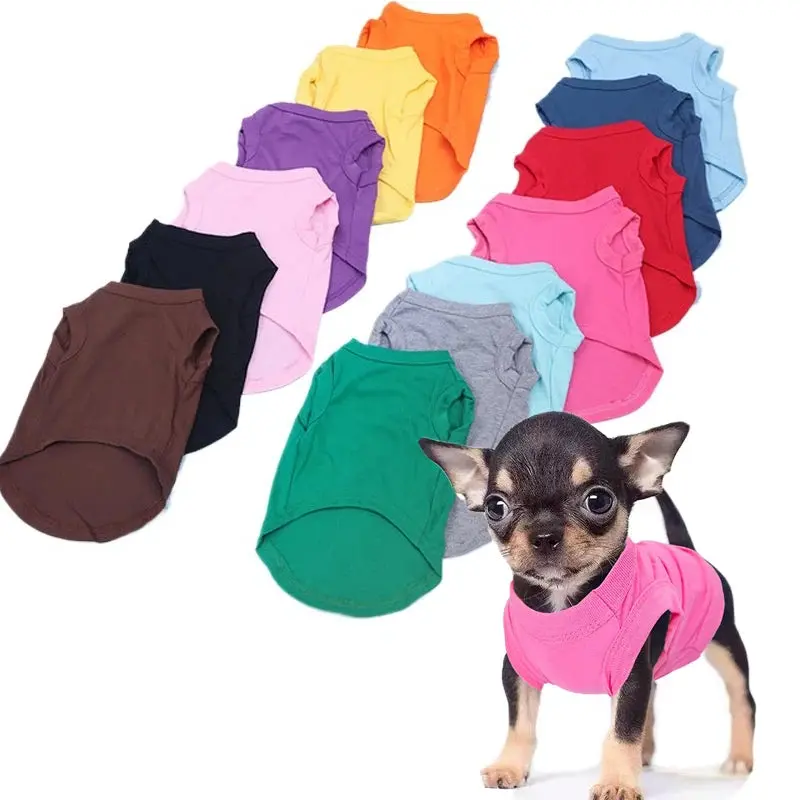 Pure Cotton Dog Shirts Puppy Blank Clothes for Small Medium and Large Dogs Soft Thin T-Shirt  Doggy Vest Cat Bottoming T Shirts