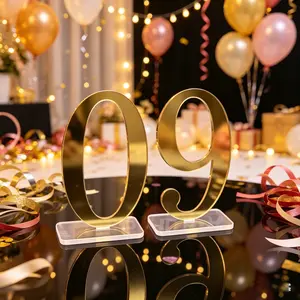 Adiison Reusable Acrylic Golden Number Table Card, 2.76"x5.12" Wedding Banquet Table Card, Suitable for Birthday Party Wedding Supplies  Banquets, Celebrations, Bridal Showers,