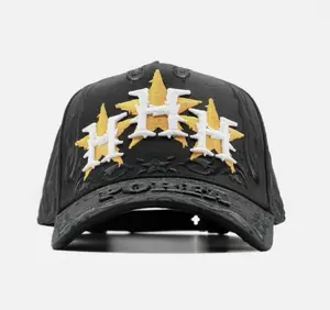 Rude Awakenings x Porfa “Triple H” Snapback Hat – Black Adjustable Streetwear Cap with 3D Embroidery H Logo & Star Design, Premium Hip Hop Baseball Cap for Men Women, Urban Fashion Statement Headwear