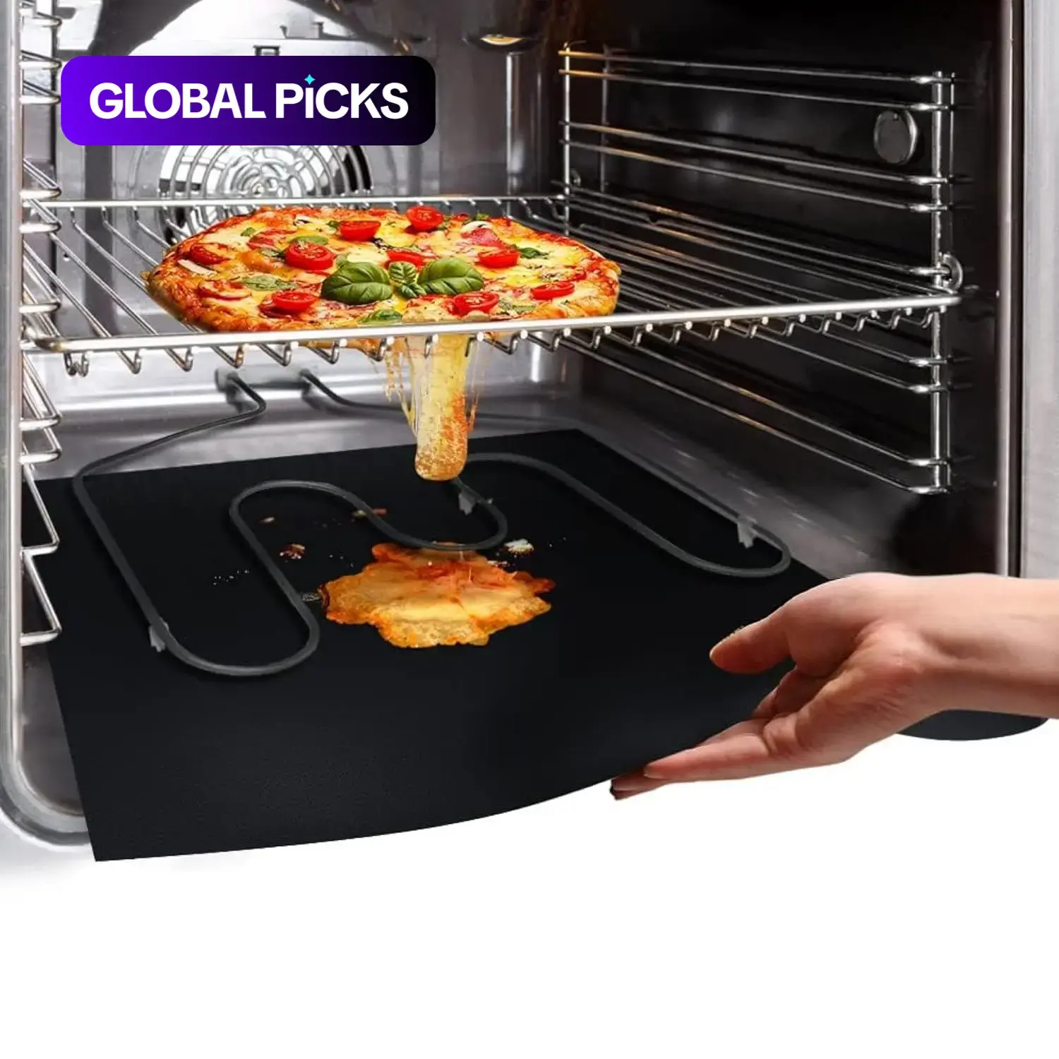 Non-Stick Oven Liner, 2 Pcs High-Temperature-Resistant Oven Mats, Home Baking Supplies, Kitchen Accessories and Baking Supplies for Microwave Ovens, Reusable Liner for Electric, Gas and Toaster Ovens and Grills #GLOBAL PICKS