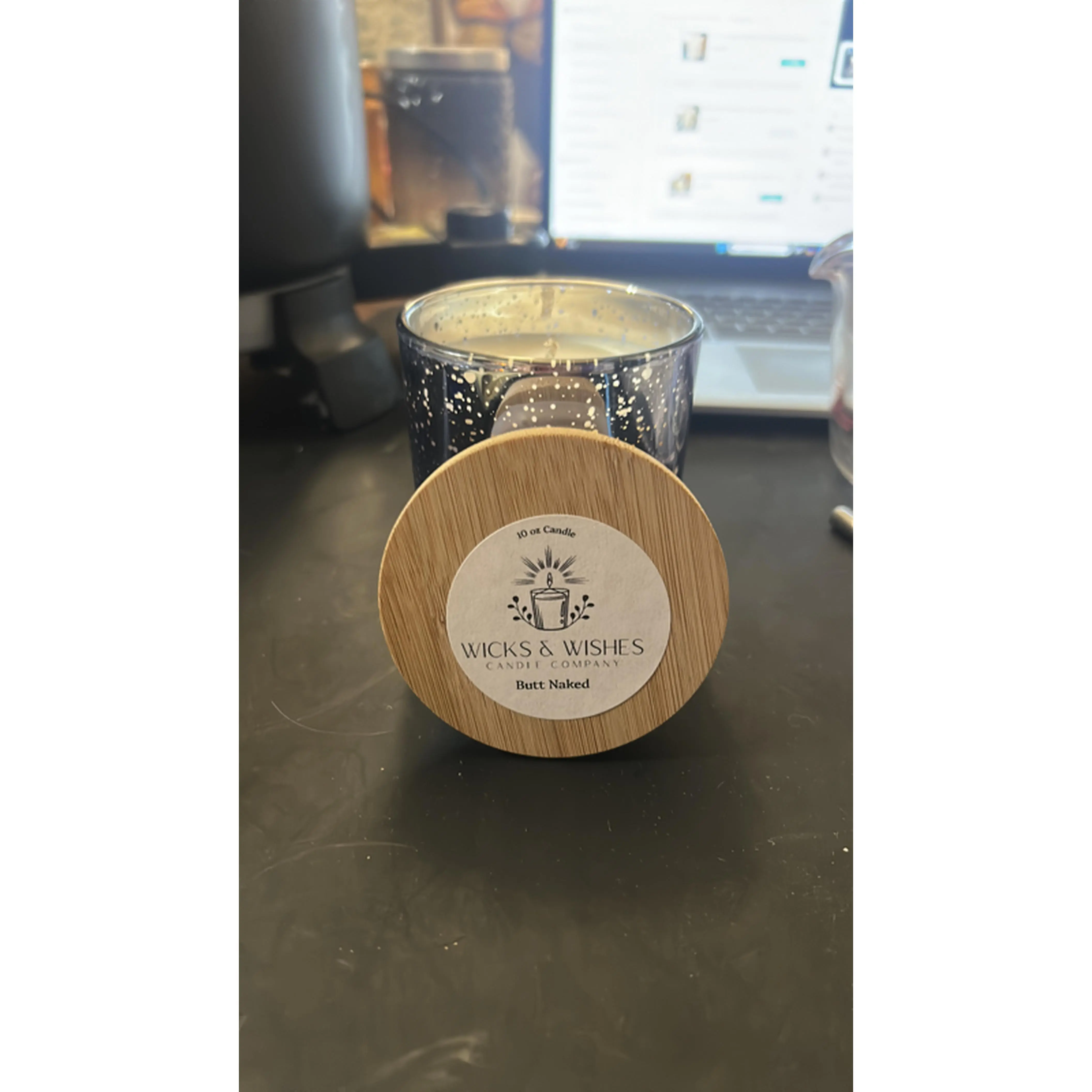 Wicks & Wishes Butt Naked 10 oz Soy Candle - Perfect for Relaxation and Aromatherapy