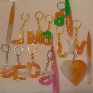 Custom Resin Letter Keychain – Gold Initial Personalized Gift