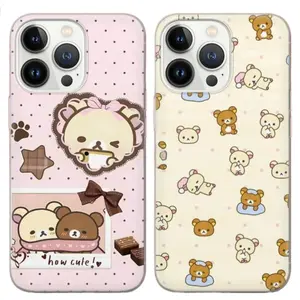 Artistic Kawaii Pink Rilakkuma Cute Korilakkuma Phone Cases For iPhone 17 16 15 14 13 12 Promax Pro Max Plus Air And SS Galaxy S26 S25 S24 S23 S22 Transparent Soft TPU Shockproof Protective Cover Best Gifts of Christmas Halloween Birthday Valentine