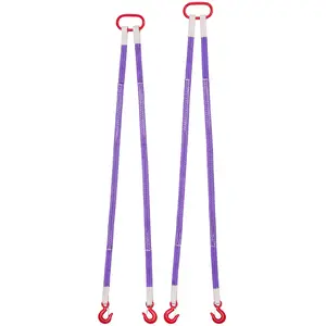 VEVOR Heavy Lifting Sling Straps, 2Pcs 5Ft Wear-Resistant Polyester Bridle Sling with Security Hooks, 4400LB Capacity Rigging Straps for Engines, Cranes
