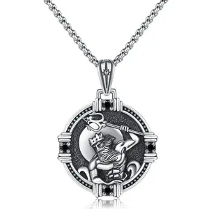 Trident Necklace for Men - 925 Sterling Silver Poseidon Trident Pendant - Greek Mythology Necklace - Adult Men's Jewelry