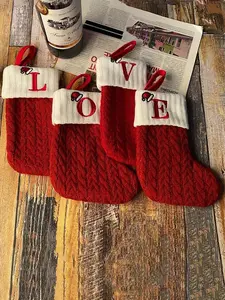 Personalized Christmas Stocking Initial Gift Bags Cozy Xmas Decor for Kids, Custom Gift Bag for Candy & Toys