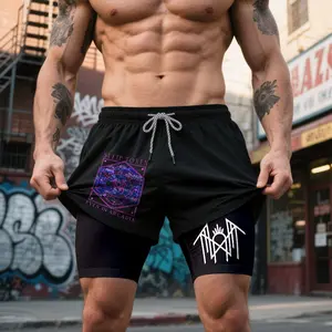 “Unisex Double Layer Sports Shorts Gym Running Vacation Shorts” Unisex Double-Layer Sports Shorts Graphic Shorts Sleep Token Band Shorts Camo Shorts Streetwear Shorts Outfits Short Shorts Vacation Outfits Shorts