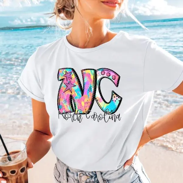 North Carolina Neon Splash DTF Transfers - Crafts Hot Peel Transfer Sheets with Vivid Prints - THIS IS NOT A SHIRT, Heat-Resistant