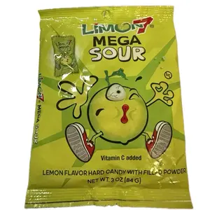 Limon 7 Mega Sour Lemon Flavor Hard Candy with Filled Powder Snack Sweet Sour