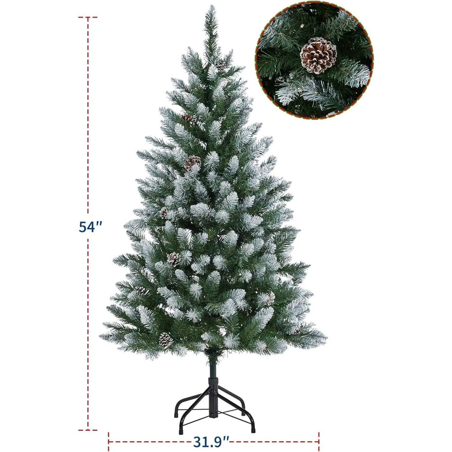 6FT PVC Prelit Artificial Christmas Tree - Warm White Energy-Efficient LED Lights, All-Weather Waterproof Flocked Slim Build, Realistic Branches, Sturdy Metal Stand, Automatic Function for Indoor Family Holiday & Outdoor Decorative Use