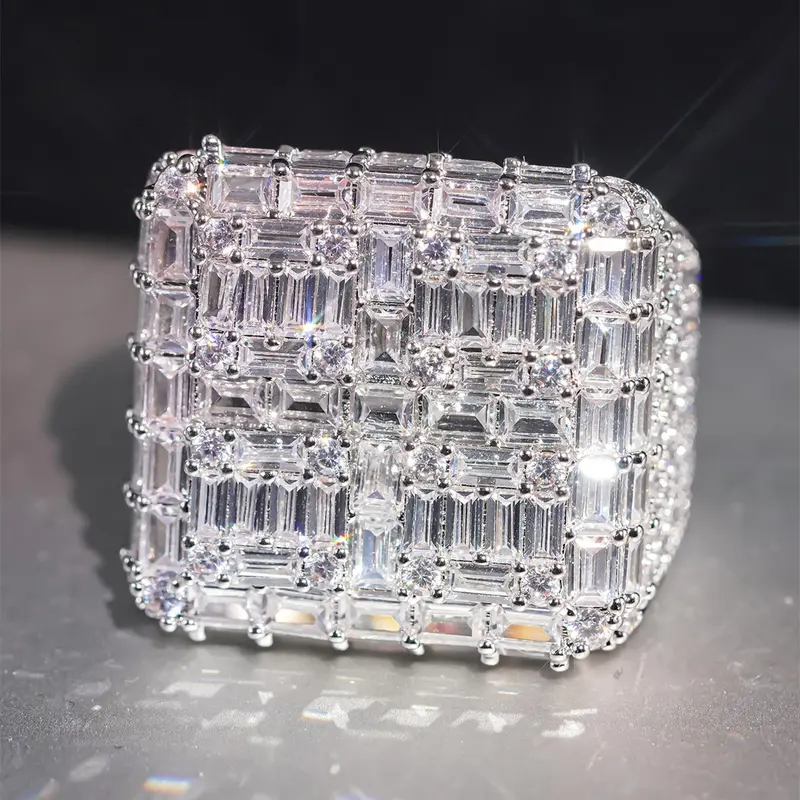 Luxury Artificial Zirconia Decorated Ring, Double Row Ring, Fashion Accessories for Women, Trendy All-match & Exquisite Jewelry for Birthday Gift, Radiant Rectangle Rings, Elegant Everyday Ring, Cubic Zirconia Rings, Beautiful Rings, Fashionable Jewelry