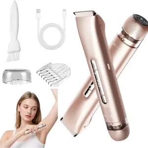 Women's Electric Shaver Dual Head Bikini Trimmer, Ipx7 Waterproof Wet/dry Body Hair Remover, USB Rechargeable, Ideal Gift for Women