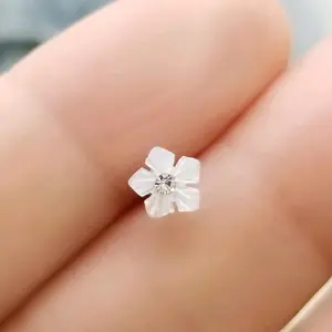 16G Simple Shell Flower Stud Earring, Surgical Steel Stud Female Cartilage Conch Helix Piercing