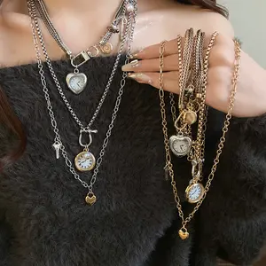 Jinfen Jewelry Love Pocket Watch Necklace, Personalized, Fashionable And Temperamental, Versatile Clavicle Chain Design, Niche Necklace