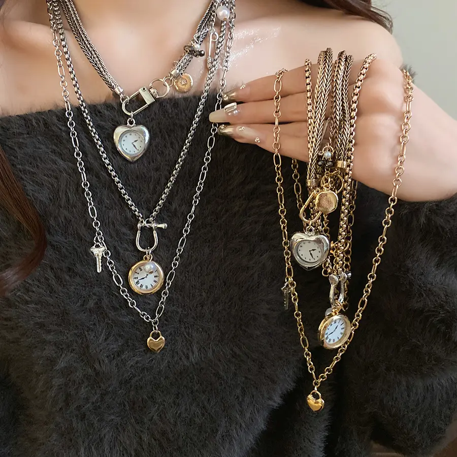 Jinfen Jewelry Love Pocket Watch Necklace, Personalized, Fashionable And Temperamental, Versatile Clavicle Chain Design, Niche Necklace