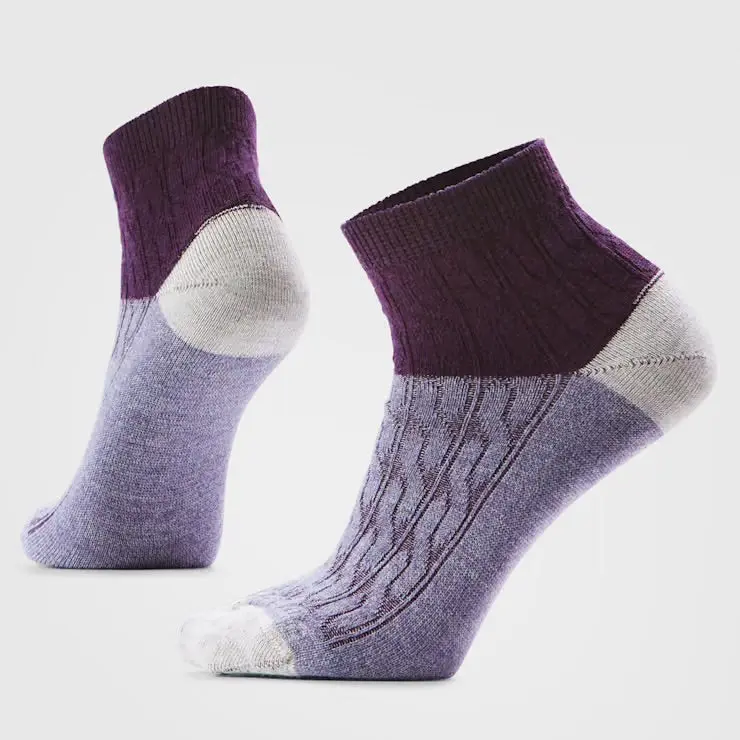 Smartwool Everyday Cable Ankle Socks - (Unisex) - Chalk Violet