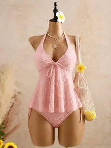 YCHIC Fuchsia Spotted Pattern Seashell Crochet Choker Fasten Aquatic Apparel Relaxed Getaway Pin Up Glam