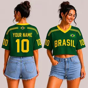 Bra Crop Top Jersey, Personalized Soccer Shirt, Custom Name Number Jersey, Bra Fan Game Day Top