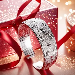 Full Silver s999 bracelet Sterling Silver bracelet Ladies Open bracelet can be freely adjusted size for mother's birthday holiday gift Silver weight 42 g /1.48 oz