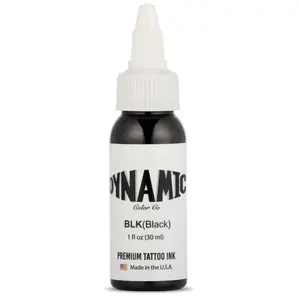 Dynamic Color Co. - Black Tattoo Ink, Long Lasting Vivid Color, Sterilized, Made in USA, Since 1990 (1 oz Bottle)