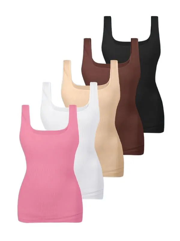 Women's Color Square Neck Shapewear Tank Top Tummy Control Body Shaper Vest All Seasons Slimming Camisole for Daily Office Party Workout
