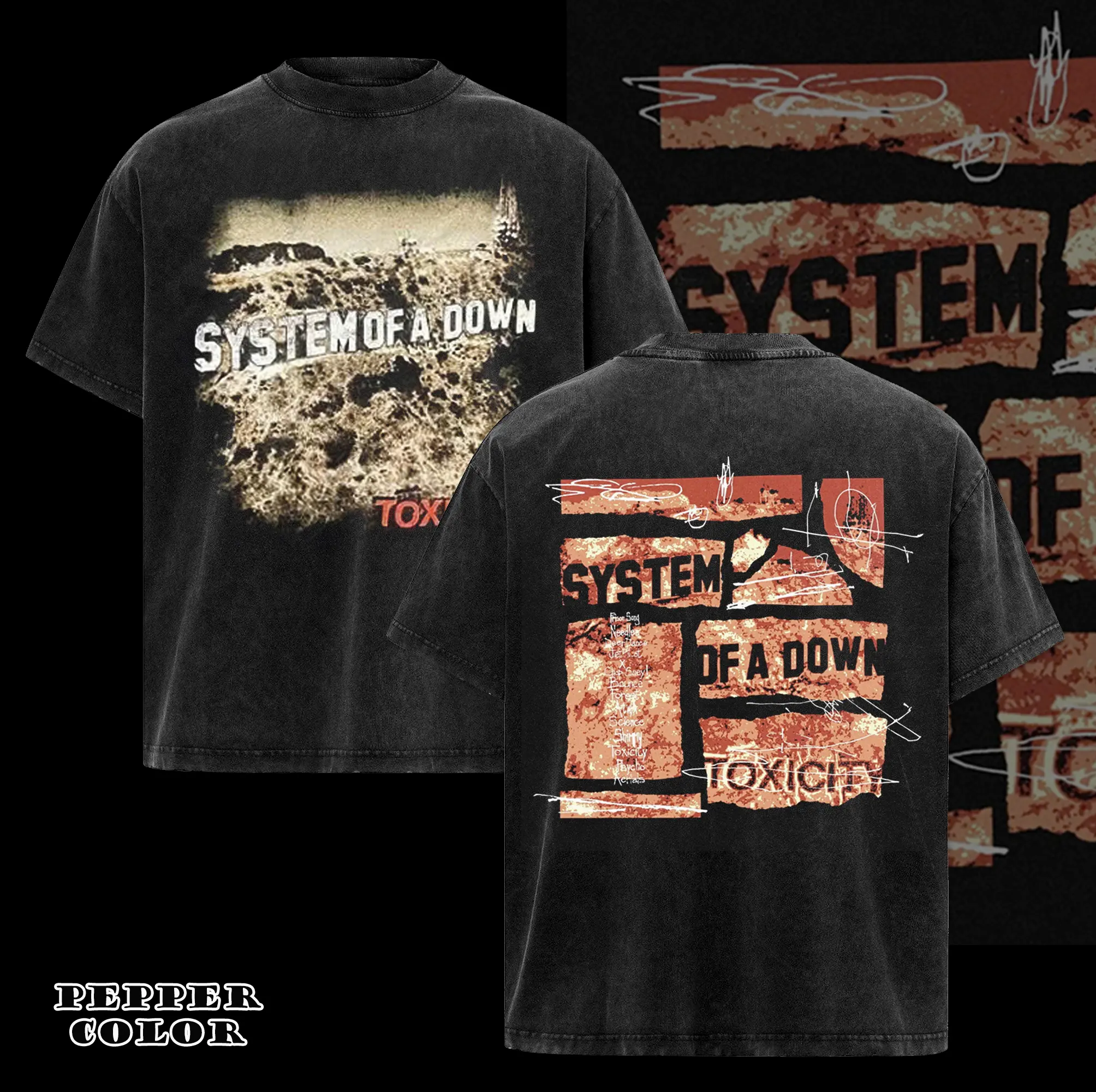 Vintage Boot Leg system of a down toxicity shirt Tee T-shirt, rock