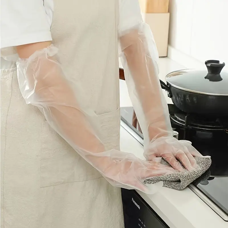 10pcs Reusable Gloves, Antislip Cleaning Gloves, Waterproof and Non-slip Housework Gloves for Household Dishwashing, Extra Long Kitchen Cleaning Gloves, Oil-Resistant, Durable Plastic Gloves, Multi-Use for Cleaning, Gardening