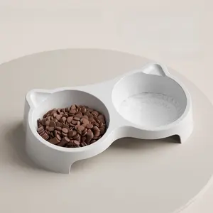 1pc Simple Cat Face Dual-Use Bowl, One-Piece Anti-Drip Design, Ideal for Feeding and Drinking, Convenient Pet Dish for Cats