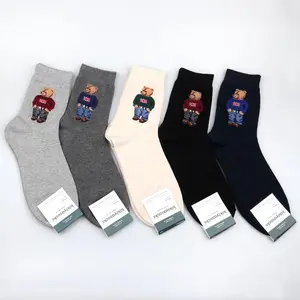Men's Cartoon Socks with Gentleman Bear Design