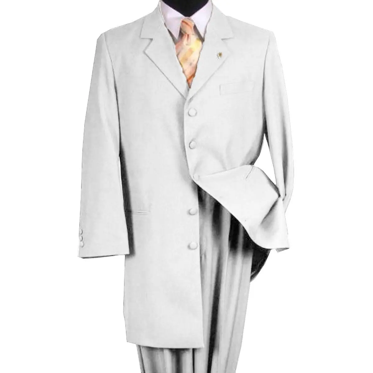 Mens 2PC Classic Long Fashion Zoot Suit in White